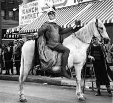 Steve Allen rides a horse at Hollywood Ranch Market - The Steve Allen Show
